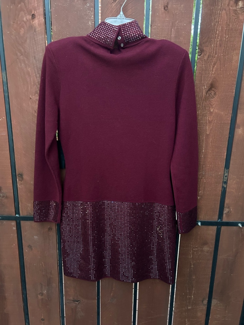 Retrofete Rue Crystal Trimmed Cashmere Blend Mini Dress Port Size large NWT - Picture 3 of 7